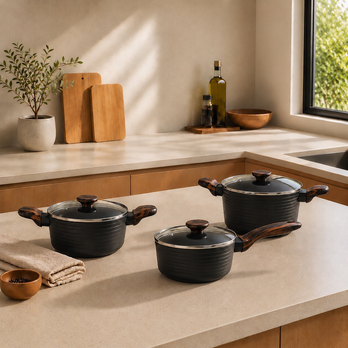 Ollas Antiadherente Premium Cuisine Daily Set Fissman